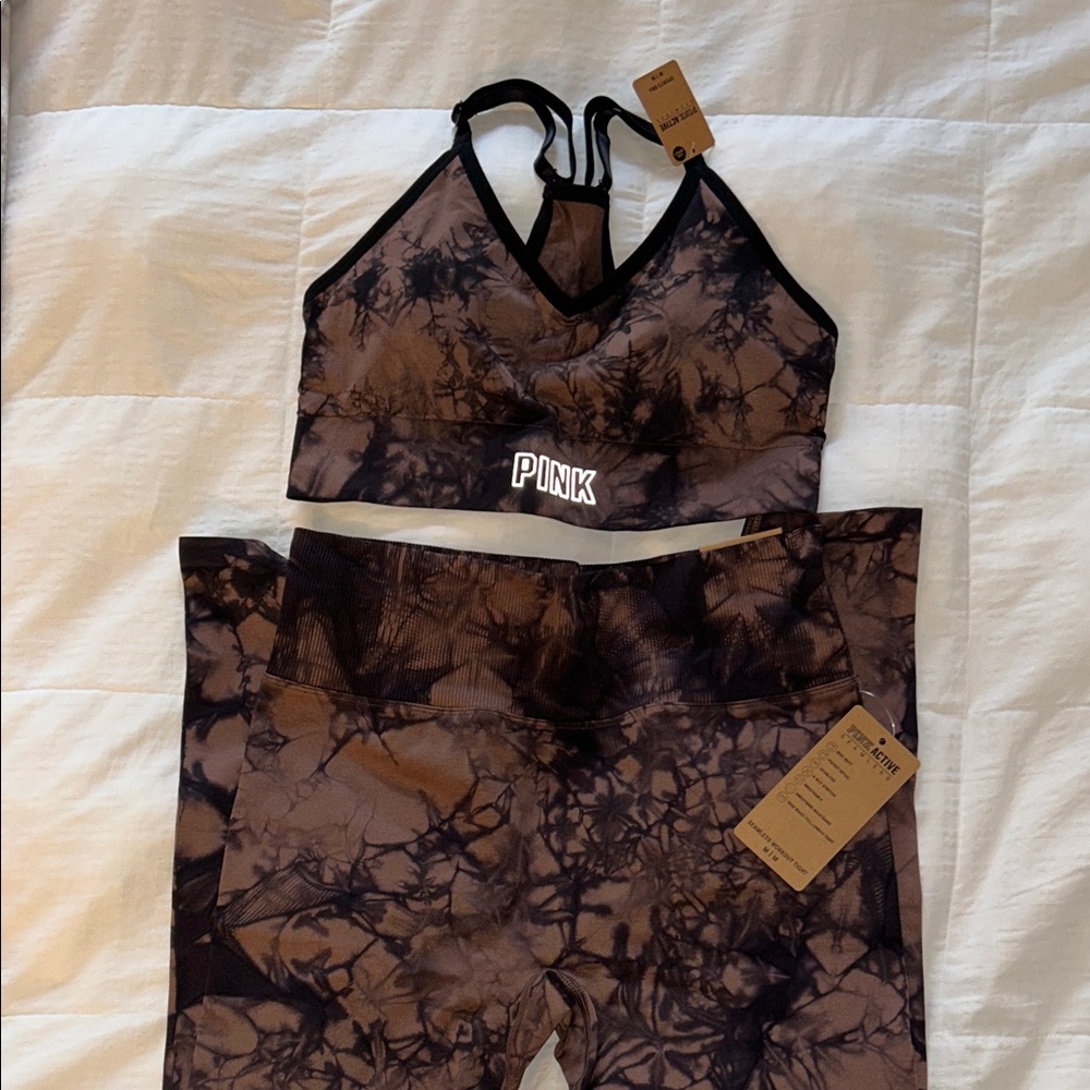 PINK Victoria's Secret Black Tie-Dye Sports Set